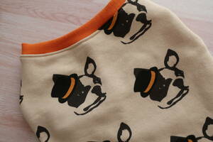 【フレブル】ＳＡＬＥ　フレブル帽子柄　ベージュ×オレンジ　トレーナー　中型犬犬服ドッグウエアハンドメイド