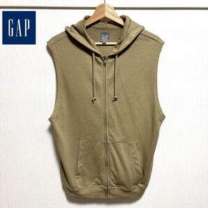 【美品】GAP パーカーベスト カーキベージュ XS