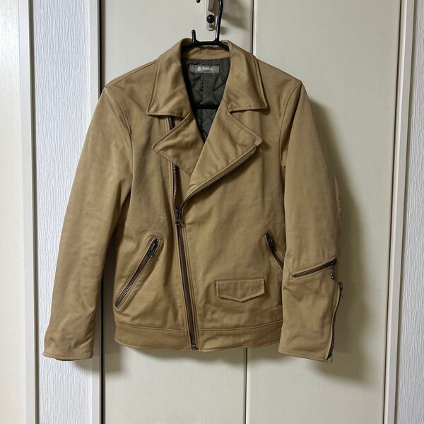 【nano universe】ナノユニバース ダブルライダースジャケット メンズ ライトブラウン M