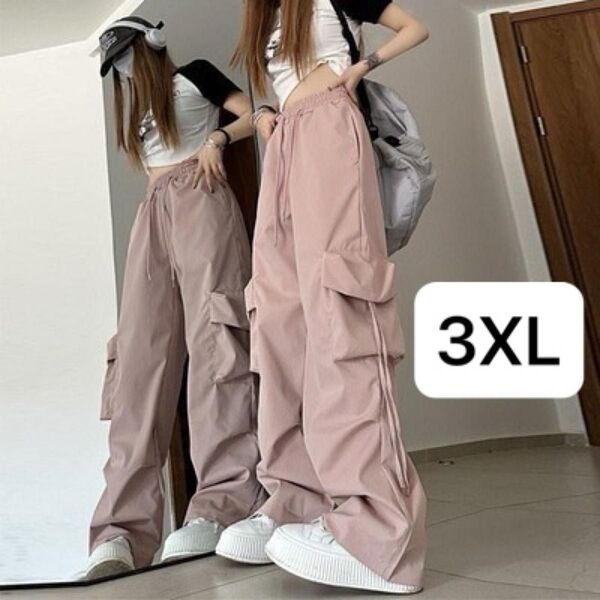 カーゴパンツ レディース ダンス カジュアルパンツ ワークパンツ ピンク 3XLサイズ