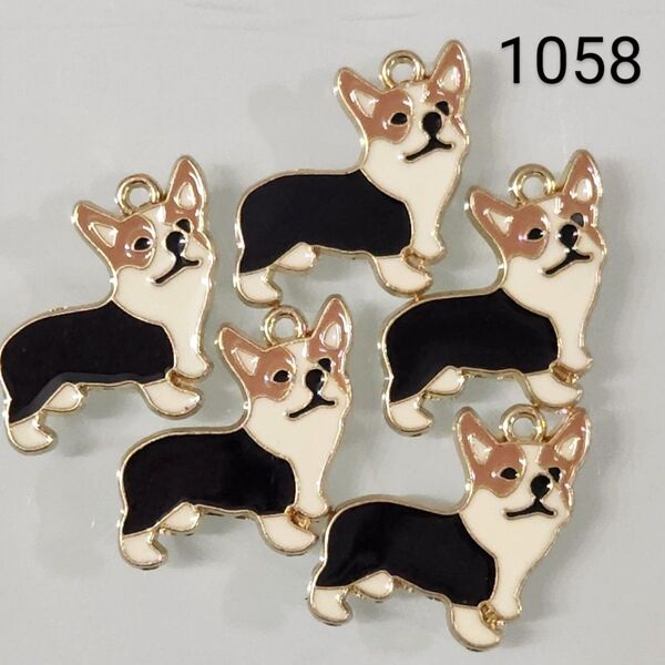 【1058】☆1セット5こ入り☆犬 チャーム☆400円商品よりどり5つで1000円対象商品