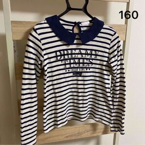 ネイビーボーダーカットソー 160 ①