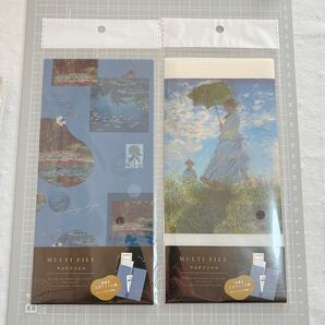 入手困難品 品薄商品 新品未使用 クロード モネ マルチファイル 絵画シリーズ2種セット まとめ売り 睡蓮 日傘をさす女