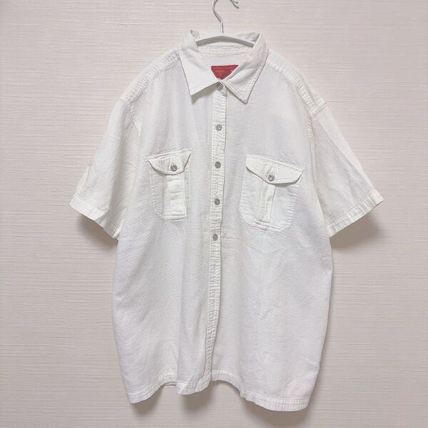 VENEZIA JEANS 半袖シャツ 半袖 シャツ コットン 白 レディース メンズ 古着 レトロ