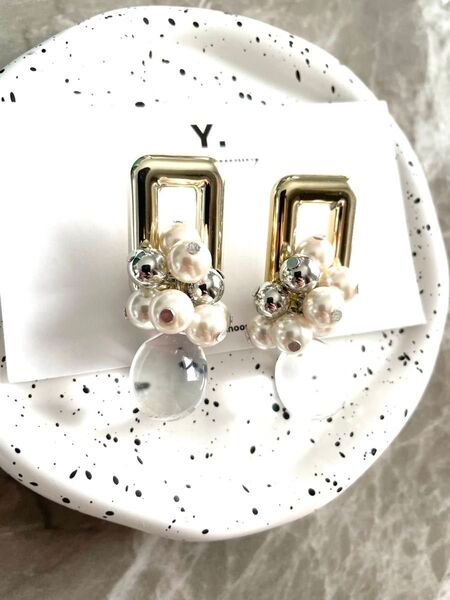 【トリプルカラーピアス】 ピアス アクセサリー ハンドメイド パール