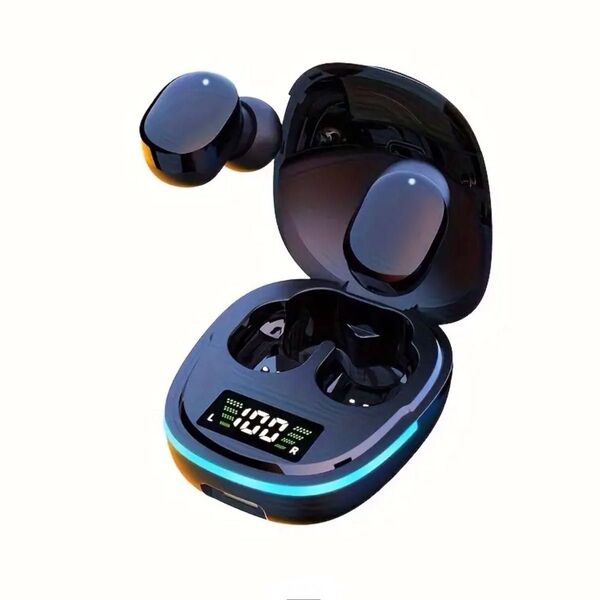 【クロ】LEDディスプレイ ワイヤレスイヤホン イヤフォン