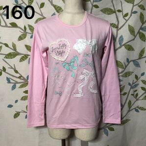 LOVELOLLY ピンク 長袖 Tシャツ 160サイズ ハート リボン