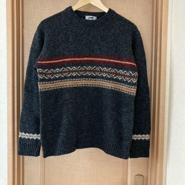 JUNMEN ジュンメン ウールクルーネックセーター Mサイズ チャコールグレー