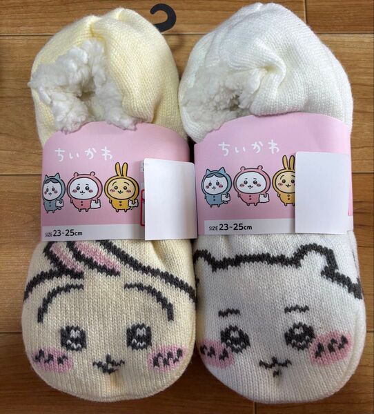 ちいかわ ルームシューズ ルームソックス うさぎ ちいかわ もこもこ 2点セット レディース23~25cm
