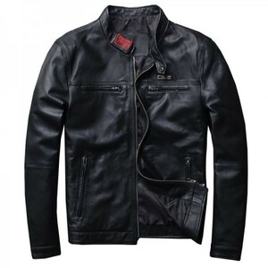  новый товар натуральная кожа тонкий S размер кожа ягненка тонкий байкерская куртка кожаный жакет / кожаная куртка 