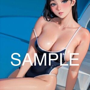 A4アートポスターNO.76*水着からこぼれ落ちそうなガール*ラミネート加工*オリジナル