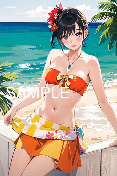 A4アートポスターNO.86*トロピカルガール*ラミネート加工*オリジナル