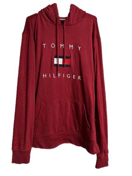 最終価格 TOMMY HILFIGER 赤 フード付きパーカー XL