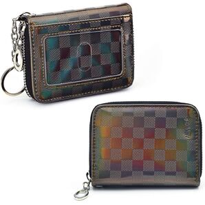 コインケース カードケース 収納 大容量 カード収納 メタリック ラウンドファスナー 小銭入れ