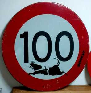 Banksy( Bank si-). load autograph [Anti Climbing Rat] road sign.2004 year about England, Holland. collector place warehouse #Weston-super-mare character have 