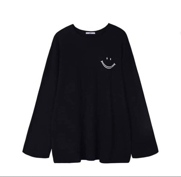 【数量限定】 Mサイズ レディース 長袖 Tシャツ ロンT 黒 ブラック シンプル ルームウェア 部屋着 可愛い 韓国 パジャマ