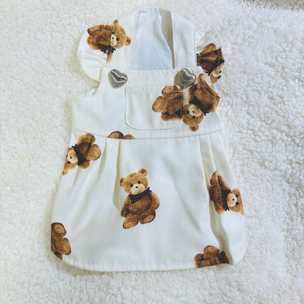 犬服 ドッグウェア フリルスカート ワンピース ペットウェア スカート クマ 猫服 犬 猫 新品 キャミワンピース 袖なし