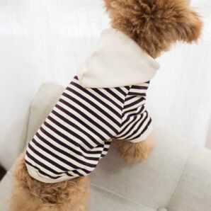 犬服 ドッグウェア ストライプ ボーダー 猫服 パーカー ペット ブラウン トレーナー 新品 犬
