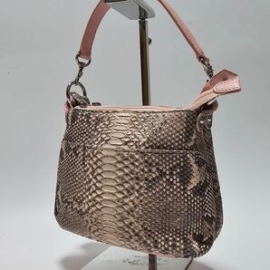 ハンドバッグ クラッチバッグ 2way ポーチ パイソンレザー バッグ 蛇革 レザー ピンク オールレザー ダイヤモンドパイソン