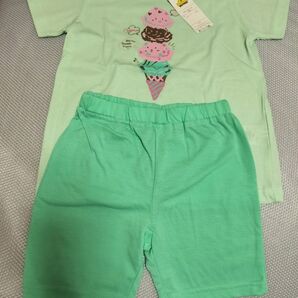 新品未使用品 タグ付き 子ども キッズ 女の子 ガールズ 半袖Tスーツパジャマ 100サイズ(アイス柄)