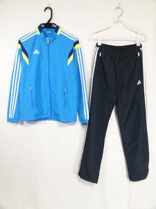 アディダス adidas 裏地メッシュ トレーニング ウェア セットアップ 上下 ジュニア 160cm 送料無料 ブルー ネイビー ピステ ジャージ