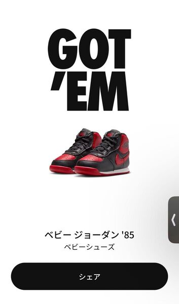 Nike Air Jordan1 Retro High 85 Bred 2025 ベビーシューズ JP 12 cm