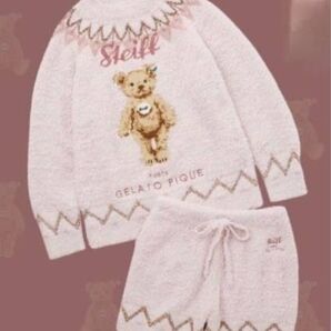 【販路限定】【Steiff】ジェラートピケ アイル柄ジャガード セットアップラッピング袋、紙袋付き くま