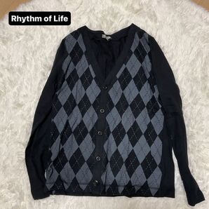 Rhythm of Life 長袖 カーディガン Vネック コットン100% Mサイズ 535