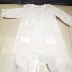 *ベビー 用*女の子 ピンク長袖 くまさんロンパース 裏起毛 【ふわふわ】60㌢
