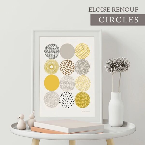 ELOISE RENOUF CIRCLES アートポスター A3 イエロー 北欧