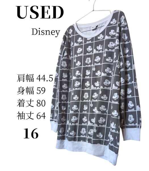 USED Disney ミッキー プリント 薄手スウェット ゆったりシルエットM