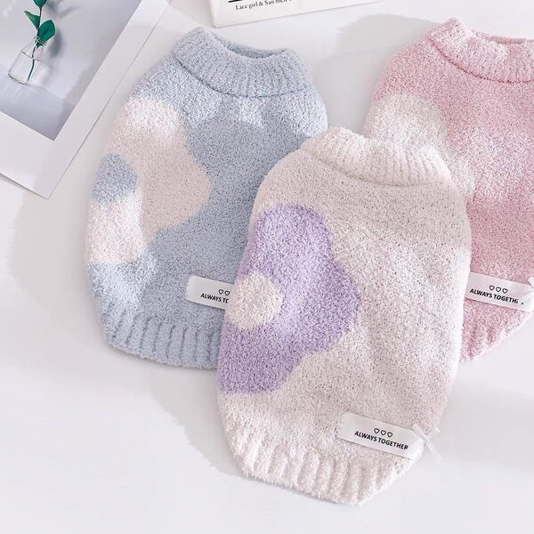 新品/可愛い/ジェラートウェア 犬服 ドッグウェア 部屋着 Sサイズ ホワイト もこもこ 防寒 春冬服