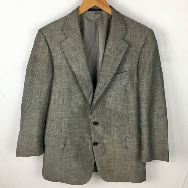 80s-90s★Burberrys/旧バーバリー 170AB5(メンズM程度)麻入り 春夏 背抜きテーラードジャケット/ブレザー/グレー/Vintage/管NO.A13-6
