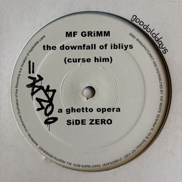 MF Grimm - The Downfall Of Ibliys (Curse Him): A Ghetto Opera (USオリジナル/プロモ/Promo/2LP/アングラ)