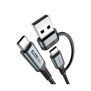 2in1 USB Cケーブル1M PD対応100W急速充電USBC toUSB A/C 充電ケーブル Type CtoType