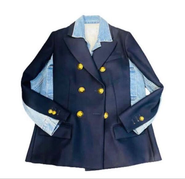 SACAI ウールメルトンデニムコート