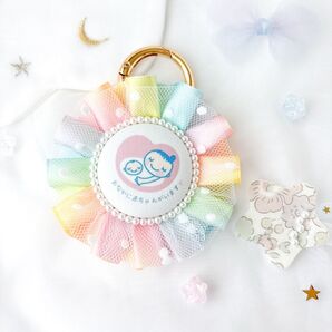 【再販多数】両面マタニティマーク マタニティキーホルダー ロゼット おなかに赤ちゃんがいます レインボー