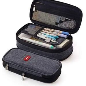 ペンケース 大容量 マチつき 学生 おしゃれ 筆箱 多機能 ポーチ グレー