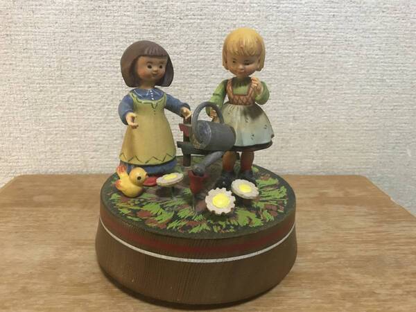リュージュ オルゴール アンリ社 小さな世界 It’s a small world 木彫り スイス アンティーク ヴィンテージ 置物 REUGE ANRI