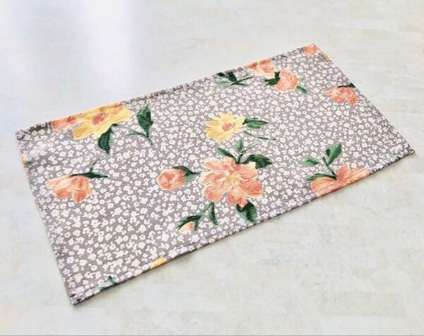 【新品】丹後ちりめん 花柄 敷物 テーブルランナー
