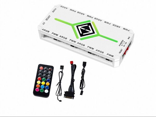 ARGB、9ポートハブ、ホワイト、リモコン付き