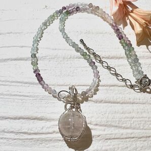 クンツァイト一粒PT・フローライトネックレス