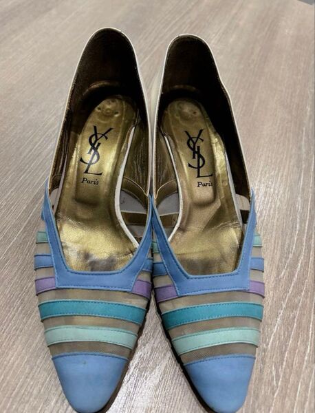 YSL ストライプ ポインテッドトゥヒール 36.5