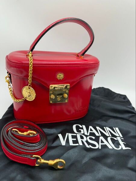【美品】VERSACE ヴェルサーチ サンバースト 2WAY バニティ バッグ ハンドバッグ
