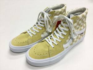 VANS レア!! SK-8 Hi Pro ベージュ 生成り チェッカー スエード キャンバス US9 (27cm) アメリカ企画限定!! バンズ ハイトップ