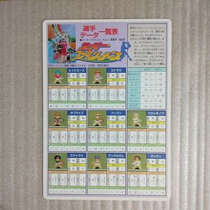 付録 スーパーファミリーテニス 選手データ一覧表 下敷きタイプ スーパーファミコン ゲーム付録 下地