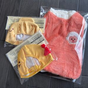 猫 犬 ペット 防寒 服 Mサイズ オレンジ サーモンピンク ペット帽子