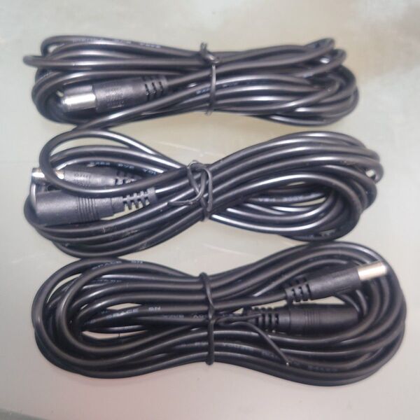 DC延長ケーブル ロング 3m 5.5×2.1mm 24AWG 3本セット 電源ケーブル 電源コード