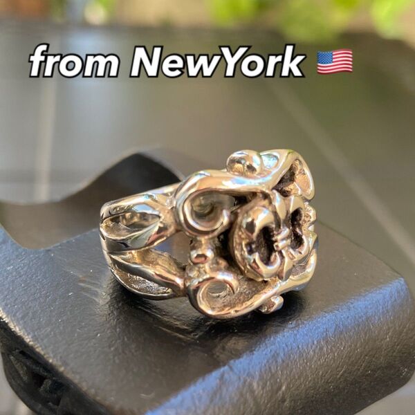 18号 指輪 NY シルバーリング【百合】メンズリング SILVER925 王冠 フラワー シルバー925 アクセサリー