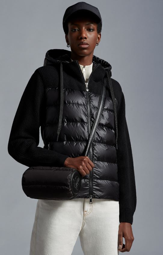 2022 モンクレール ダウン × ニット パーカー ブラック 国内正規品 レディース MONCLER カーディガン #A1